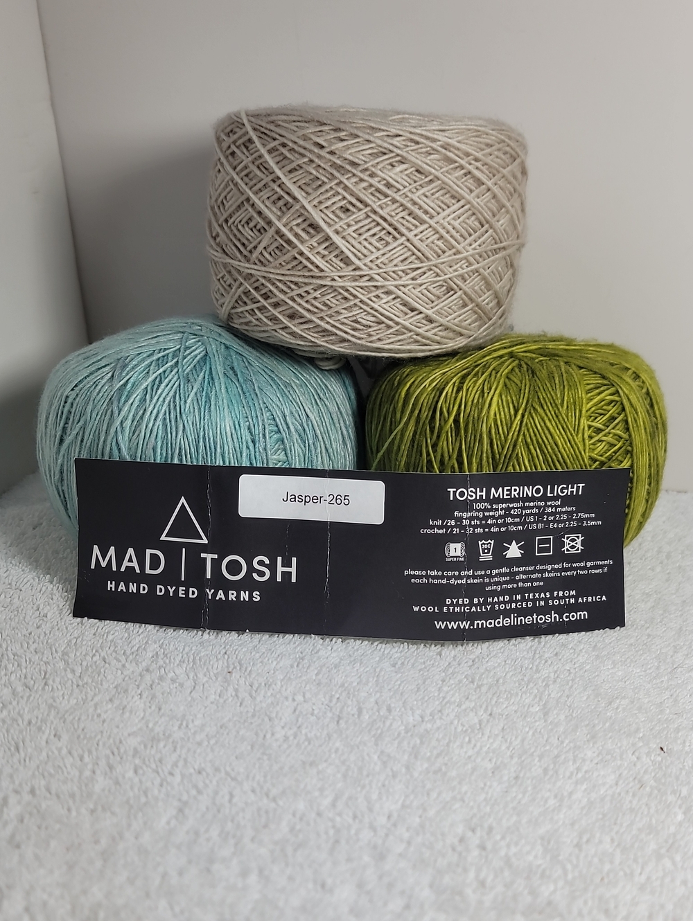 Madeline Tosh Merino Light Trio in Cream, Aqua, Olive 3 Wound Balls NWT